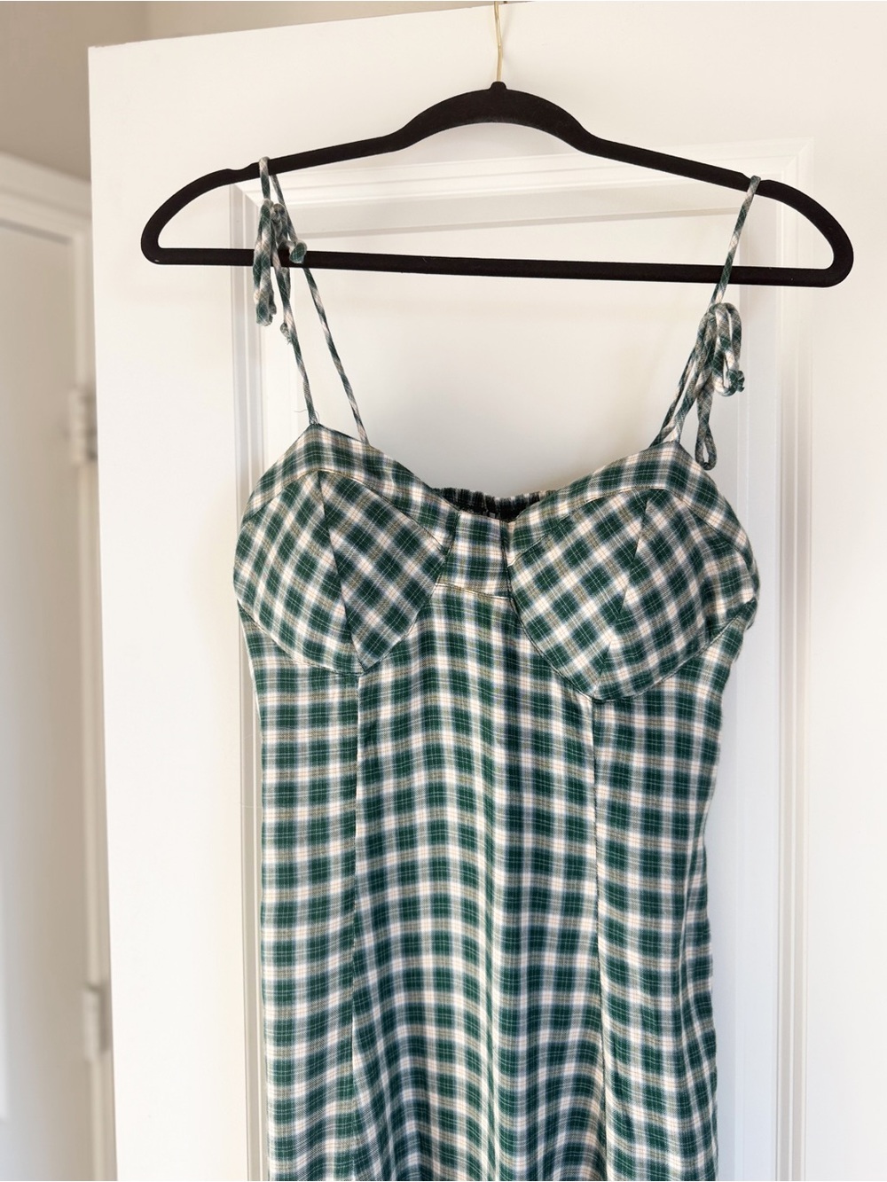 American Eagle Green & White Plaid Mini Dress